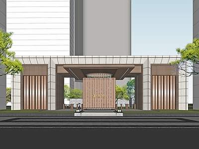 现代小公建 现代风格小区大门
