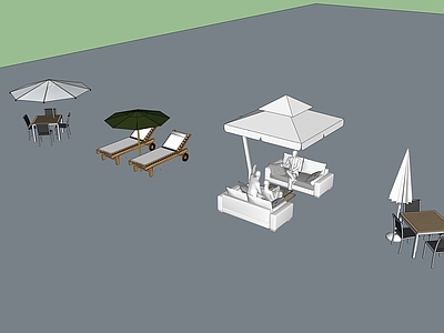 现代新中式遮阳伞 太阳伞 遮阳伞 躺椅 座椅