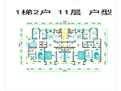 现代住宅楼建筑 润泽悦溪1梯2户 施工图