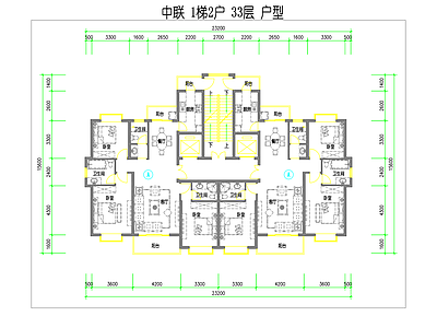 现代住宅楼建筑 中联1梯2户 施工图