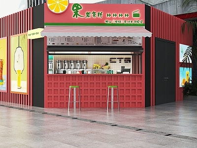 现代奶茶店 奶茶店 果茶店 奶茶设备 吧椅 门头