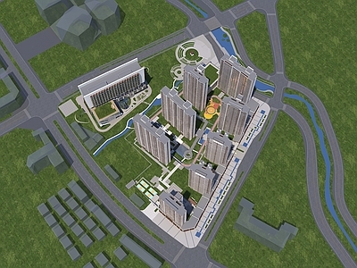 现代高层住宅 住宅鸟瞰