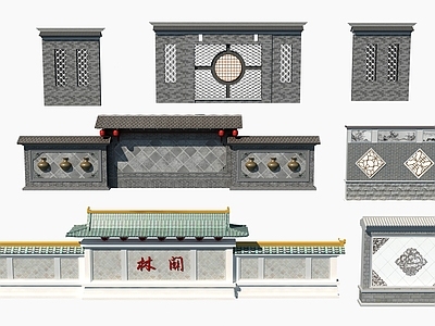 新中式景墙 新中式庭院景墙 照壁墙 浮雕文化墙 四合院景墙