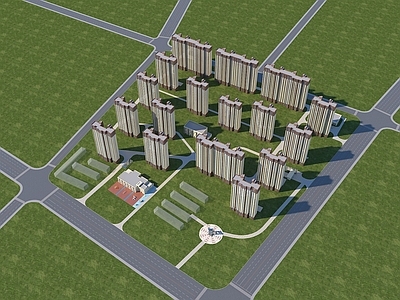 新中式高层住宅 住宅鸟瞰 鸟瞰小区