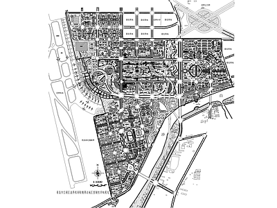 城市规划 空港区机场陆侧 总平面图 住宅商业加工业 文娱体育公园酒店 办公口岸边检海关 施工图