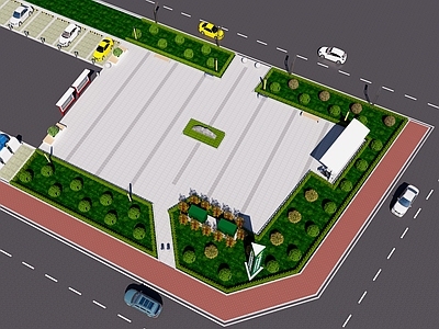 现代广场景观 绿化道路 景观 广场景观