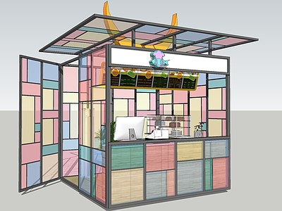 现代餐饮建筑 国潮 商业街 文创店 售卖亭 品牌店