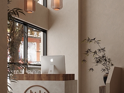 现代侘寂火锅店 现代前台 现代火锅店前台