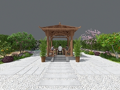 现代庭院 乡村庭院 亭子 民宿庭院