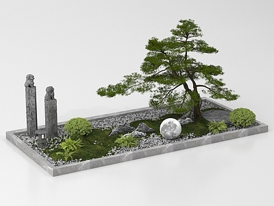 新中式庭院小品 新中式庭院小品 禅意庭院景观 松树景观造景