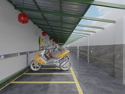 现代工业室内停车场 现代电动车充电棚