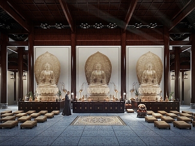 中式其他文化空间 中式 寺庙 宗教 佛堂 大殿