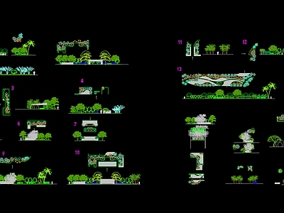 植物配置图库 植物组团平立面图 大院绿化组团设计 绿化设计 施工图