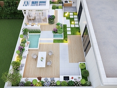 现代简约屋顶花园 屋顶露台庭院花园