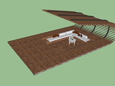 现代新中式遮阳伞 卡座 遮阳