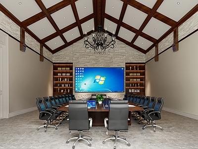 美式复古会议室 会议室 洽谈室