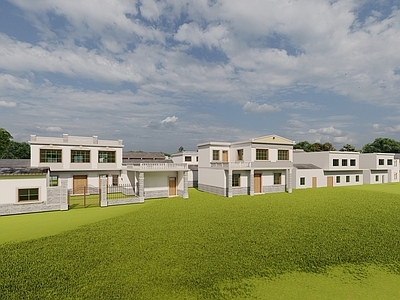 现代乡村民房 乡村居民建筑群