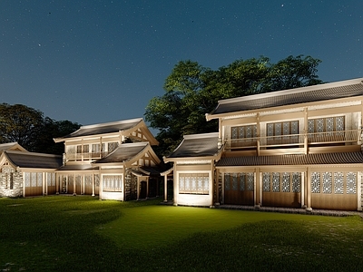 中式古建筑 古代居民街道房屋