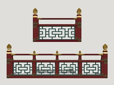 中式扶手 木栏杆 唐风围栏 栏杆扶手