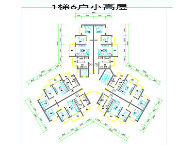 现代住宅楼建筑 1梯6户小高层 施工图