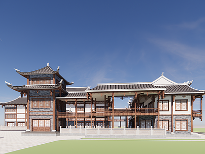 中式民宿建筑 中式土家族旅馆
