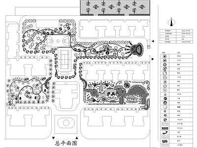 居住区景观 植物种植绿化配置 小区规划总平面图 施工图 居住区景观