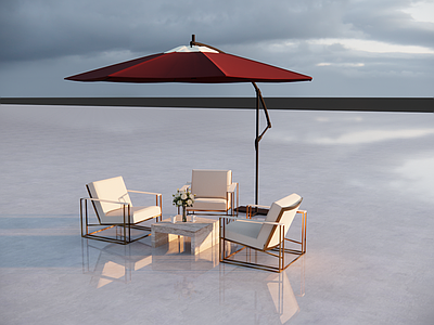 现代遮阳伞 太阳伞 金属沙发 简约