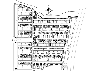 居住区景观 植物种植绿化配置 小区规划总平面图 施工图 居住区景观