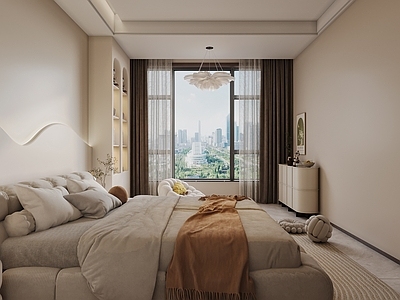 现代奶油女孩房 衣柜 装饰柜 懒人椅 懒人沙发 矮柜