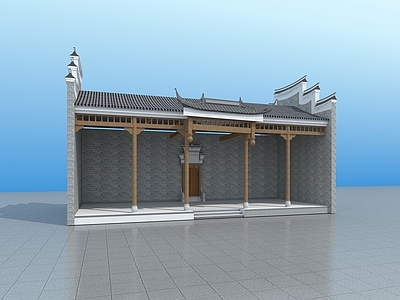 中式其他文体建筑 中式戏台 京剧舞台 乡村戏楼