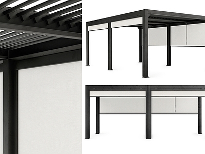 现代中古亭子 电动智能凉亭 电动翻板百叶亭子 户外铝合金亭子 户外凉亭 户外露台凉亭