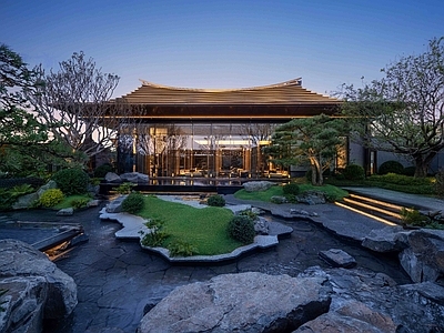 新中式中式别墅庭院 示范区景观