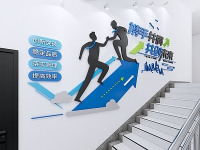 现代新中式文化墙 企业楼梯文化墙 现代楼梯文化墙 办公楼梯文化墙 蓝色楼梯文化墙 创意文化墙