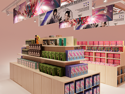 展柜 文创文具展台 二次元展台 陈列柜 中导展示台