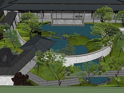 现代小区景观 绿城展示区中庭 连廊 会客室 架空层 户外健身区