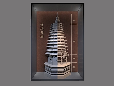 新中式博物馆 古塔剖面展厅展馆 艺术品 装置艺术