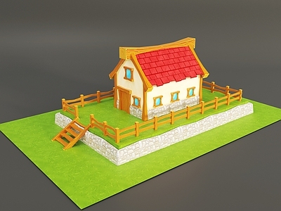 欧式其他住宅外观 卡通住宅 卡通建筑 游戏建筑 卡通护栏