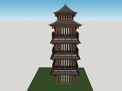 中式古建筑 木塔