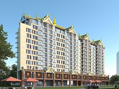 现代傣族高层商住楼