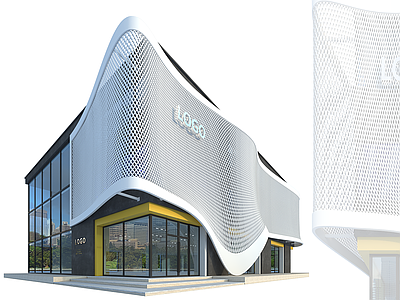 现代极简商场外观 商场外观