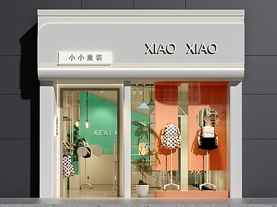 现代门头 服装店门头 童装店门头 童装店设计 童装模特