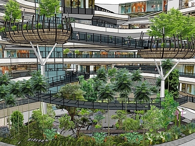 现代商业景观 商场中庭景观 植物花镜 植物园