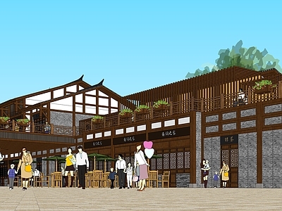 中式古建筑 仿古建筑 古建筑商业 商业街 商业
