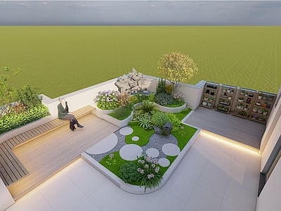 现代屋顶花园 屋顶花园 现代 简约