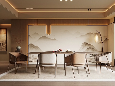 新中式客餐厅 新中式餐厅 餐桌椅