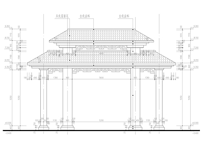 其他古建筑 牌坊 景区大门 现代牌坊 四柱牌坊 施工图