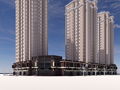 现代简欧商业街 沿街商业 商业街 住宅底商
