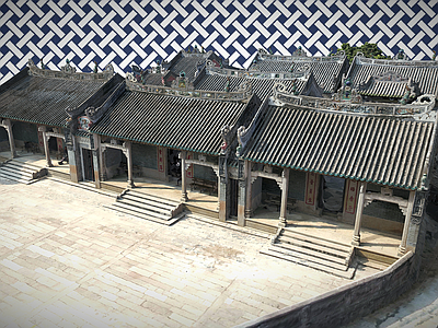 中式古建 祠堂 寺庙 古建 院子 庭院