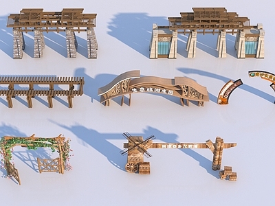 现代其他景观小品 现代景区大门 景区门头 入口大门