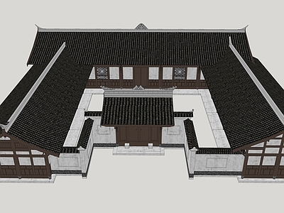 中式古建筑 四合院 古建筑 大院